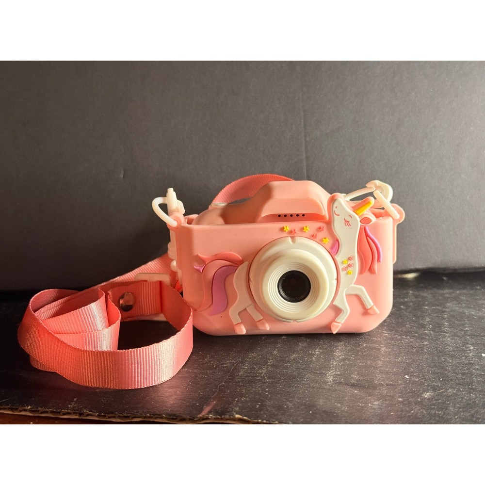 Kids Digital Camera Pink Unicorn Silicone Case 32GB SD Card Toy Video Games